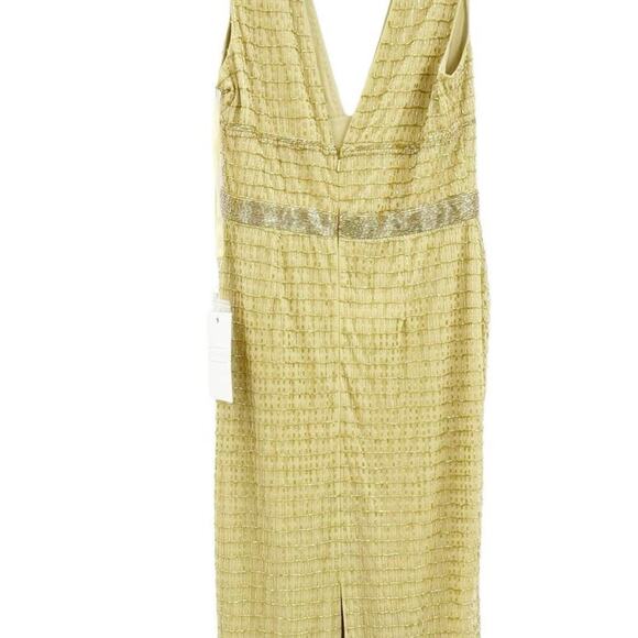 MAC DUGGAL Women's Beaded Cap Sleeve V Neck Column Gown In Gold Size 8 NWT - Picture 9 of 13